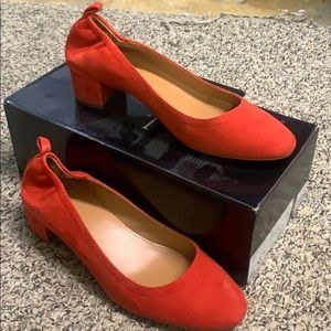 Jcrew suede block heel shoe